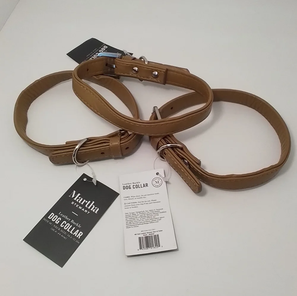 NEW Martha Stewart Faux Leather Dog Collar Sz Med